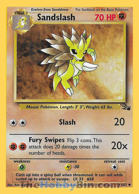 Sandslash Fossil Unlimited  Uncommon #41/62