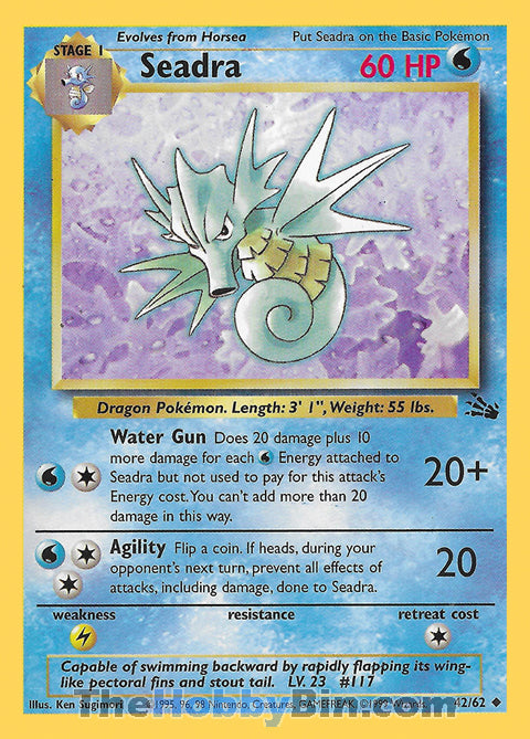 Seadra #42/62 Uncommon - Fossil Pokemon card