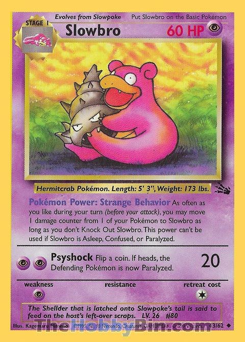 Slowbro #43/62 Uncommon - Fossil Pokemon card