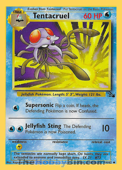 Tentacruel #44/62 Uncommon - Fossil Pokemon card