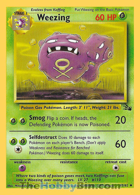 Weezing Fossil Unlimited  Uncommon #45/62