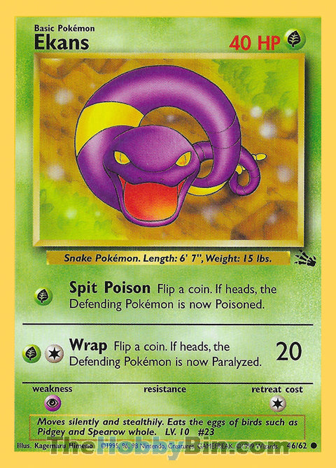 Ekans #46/62 Common - Fossil Pokemon card