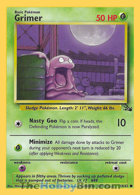 Grimer #48/62 Common - Fossil Unlimited Pokemon card