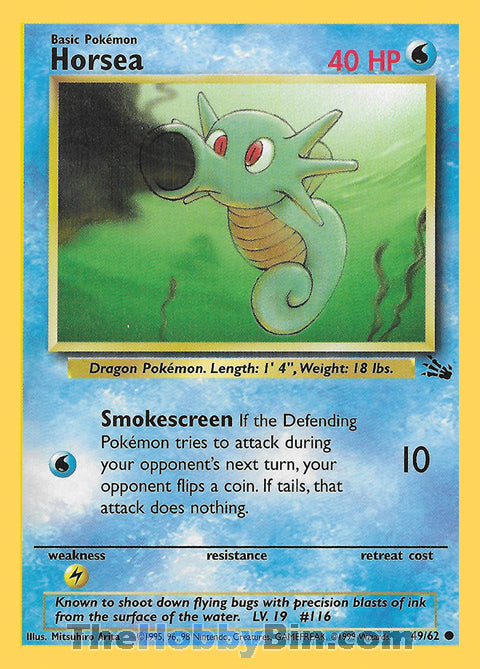 Horsea #49/62 Common - Fossil Pokemon card