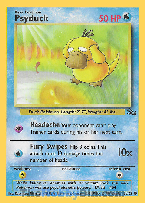 Psyduck #53/62 Common - Fossil Pokemon card
