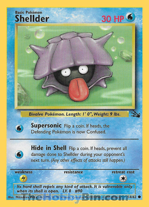 Shellder #54/62 Common - Fossil Pokemon card