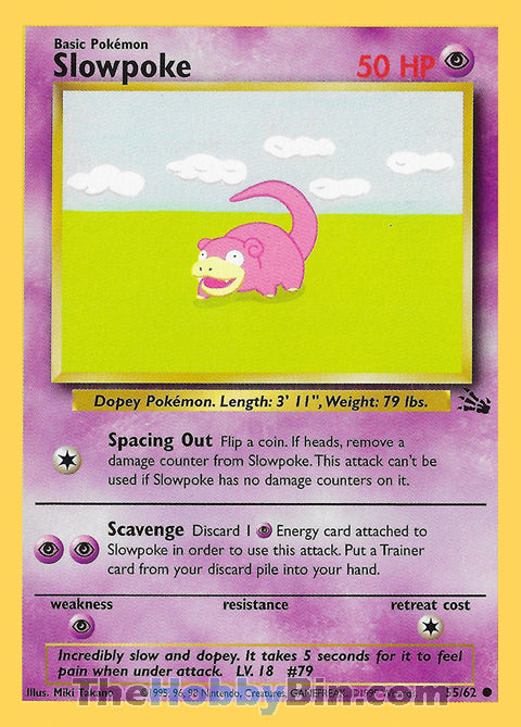 Slowpoke #55/62 Common - Fossil Pokemon card