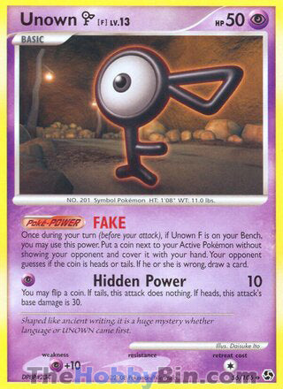 Unown [F] #56/106 Uncommon - Great Encounters Pokemon card