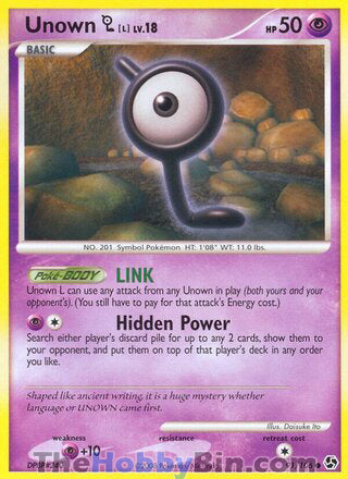 Unown [L] #91/106 Common - Great Encounters Pokemon card