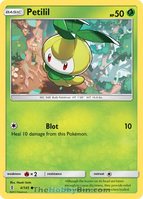 Petilil #4/145 Common - Guardians Rising Pokemon card
