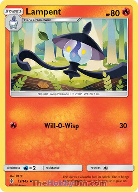 Lampent #12/145 Uncommon - Guardians Rising Pokemon card
