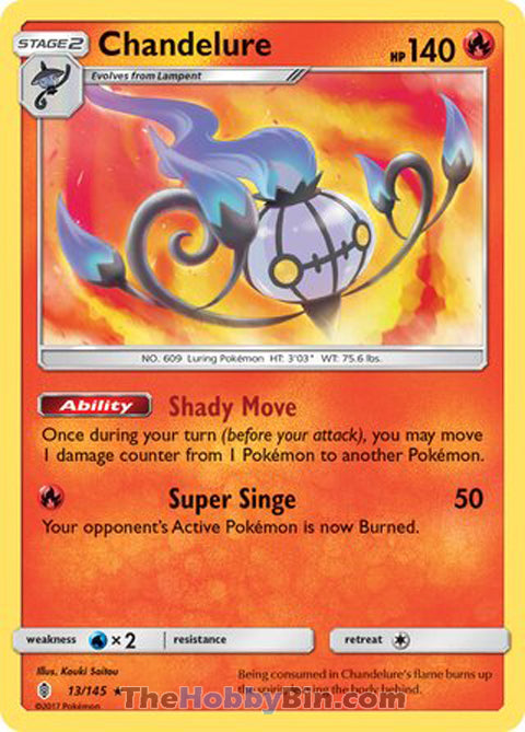 Chandelure #13/145 Holo Rare - Guardians Rising Pokemon card