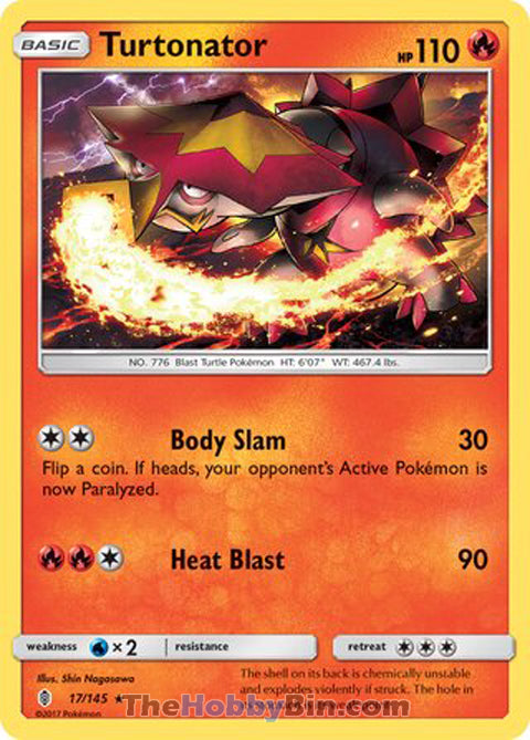 Turtonator #17/145 Rare - Guardians Rising Pokemon card