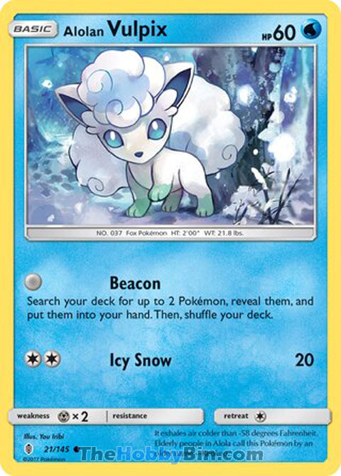 Alolan Vulpix #21/145 Common - Guardians Rising Pokemon card
