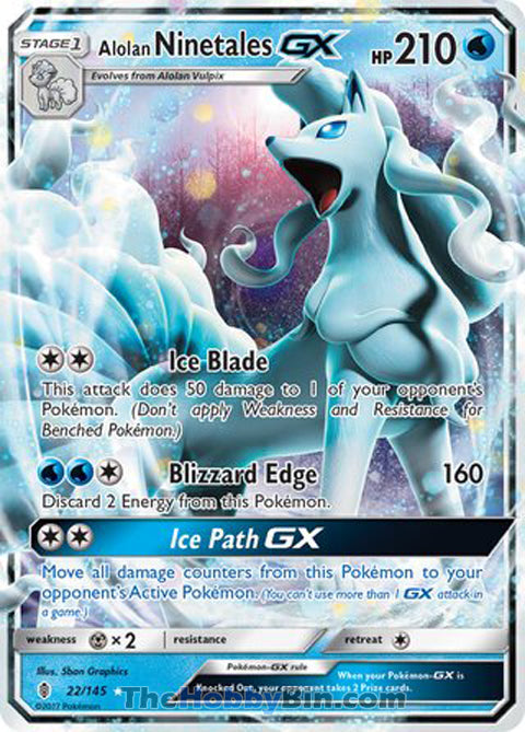 Alolan Ninetales GX Guardians Rising Ultra Rare #22/145 – The Hobby Bin