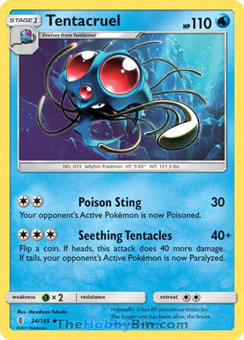 Tentacruel #24/145 Uncommon - Guardians Rising Pokemon card
