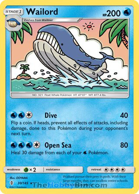 Wailord Guardians Rising Rare #30/145