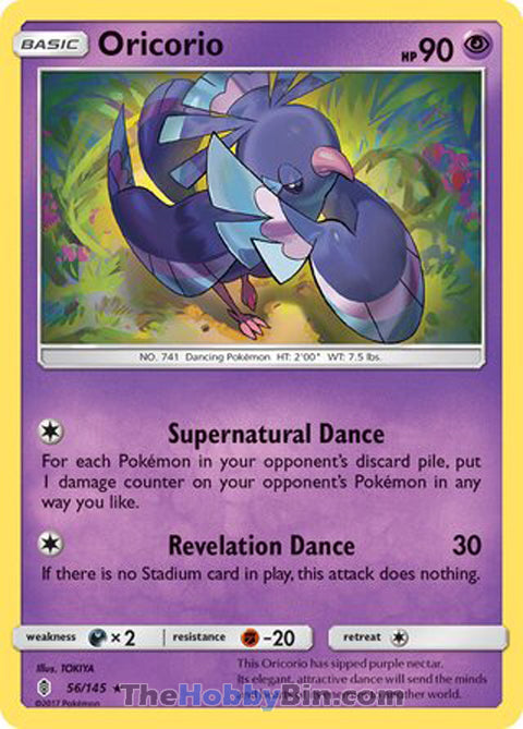 Oricorio #56/145 Rare - Guardians Rising Pokemon card