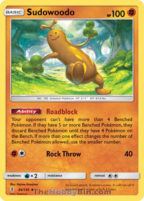 Sudowoodo #66/145 Uncommon - Guardians Rising Pokemon card