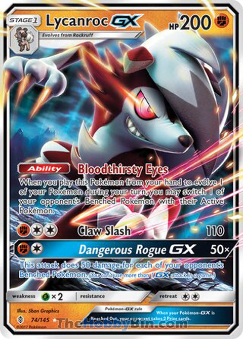 Lycanroc GX Guardians Rising Ultra Rare #74/145