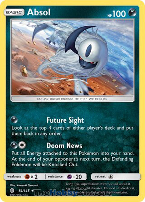 Absol #81/145 Holo Rare - Guardians Rising Pokemon card