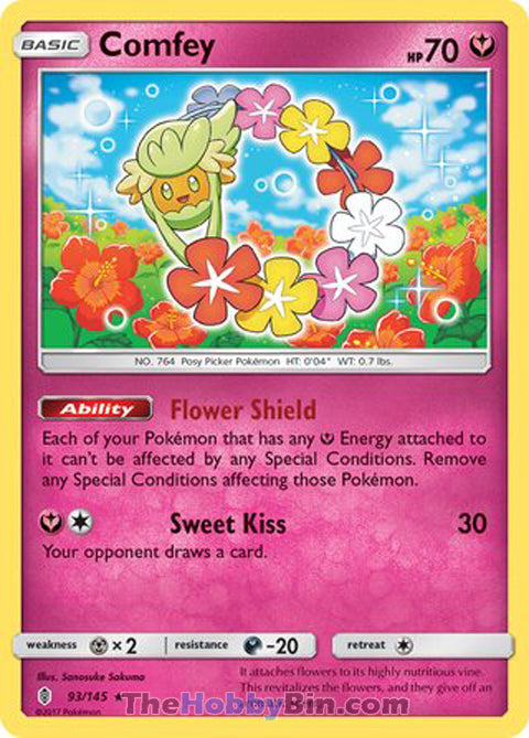Comfey #93/145 Holo Rare - Guardians Rising Pokemon card