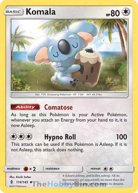 Komala #114/145 Uncommon - Guardians Rising Pokemon card