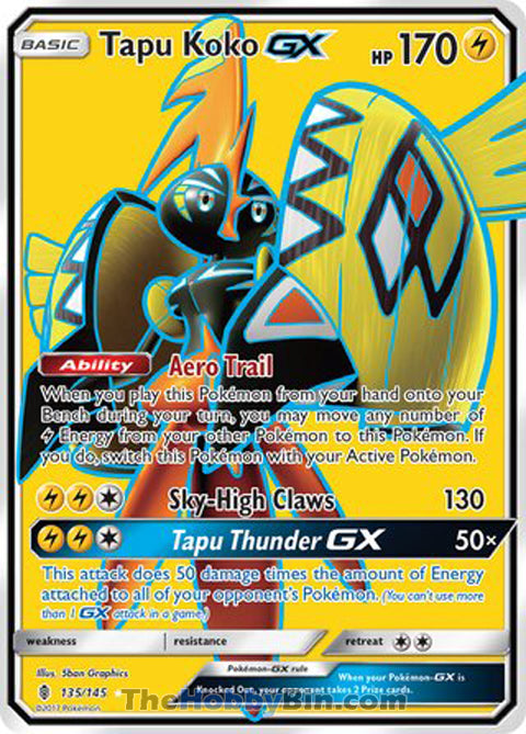 Tapu Koko GX #135/145 Ultra Rare - Guardians Rising Pokemon card