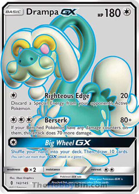 Drampa GX #142/145 Ultra Rare - Guardians Rising Pokemon card