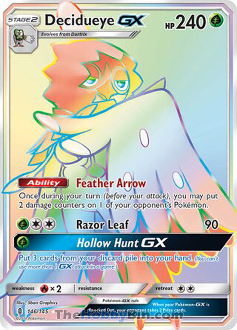 Decidueye GX #146/145 Secret Rare - Guardians Rising Pokemon card