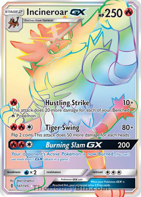 Incineroar GX #147/145 Secret Rare - Guardians Rising Pokemon card