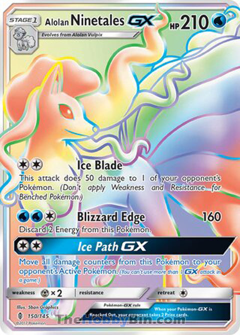 Alolan Ninetales GX #150/145 Secret Rare - Guardians Rising Pokemon card