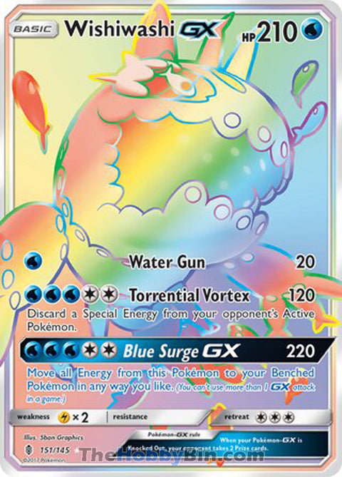 Wishiwashi GX #151/145 Secret Rare - Guardians Rising Pokemon card