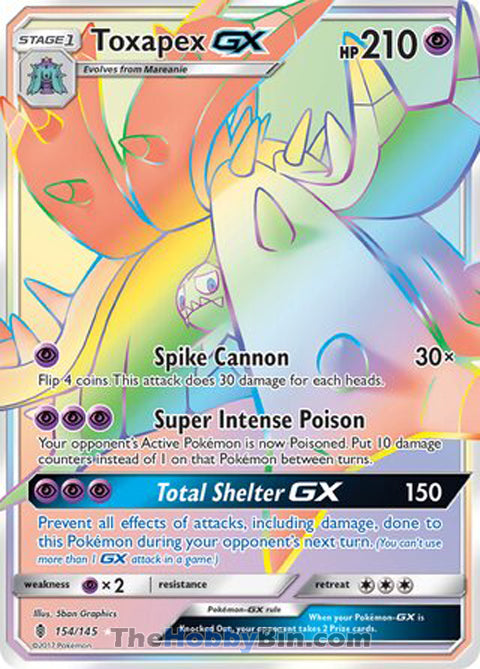 Toxapex GX #154/145 Secret Rare - Guardians Rising Pokemon card
