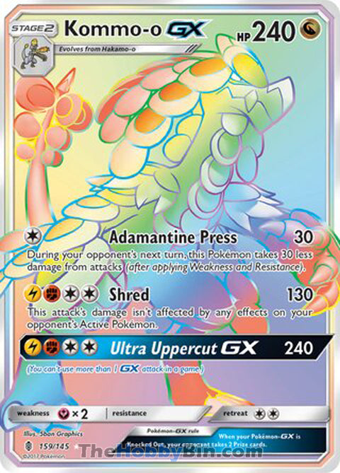 Kommo-o GX #159/145 Secret Rare - Guardians Rising Pokemon card