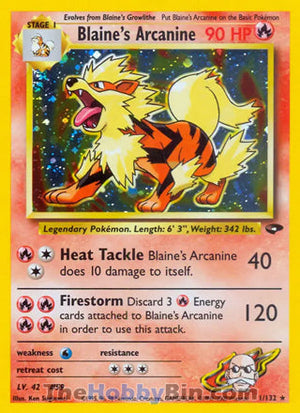 0001 Blaine's Arcanine Holo Rare Gym Challenge