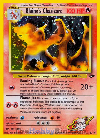 Blaine's Charizard #2/132 Holo Rare - Gym Challenge Pokemon card