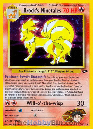 Brock's Ninetales #3/132 Holo Rare - Gym Challenge Pokemon card