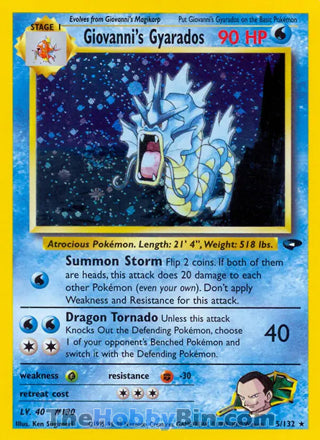 Giovanni's Gyarados #5/132 Holo Rare - Gym Challenge Pokemon card