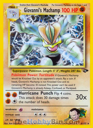 Giovanni's Machamp #6/132 Holo Rare - Gym Challenge Pokemon card