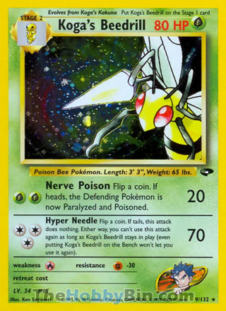 Koga's Beedrill #9/132 Holo Rare - Gym Challenge Pokemon card