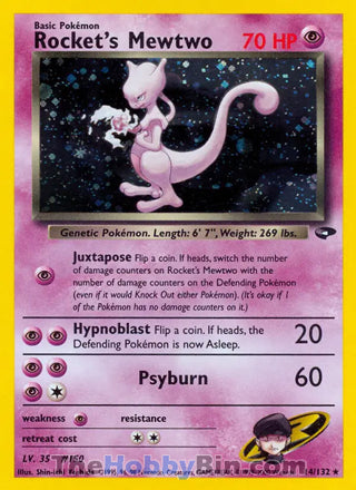 Rocket's Mewtwo #14/132 Holo Rare - Gym Challenge Pokemon card