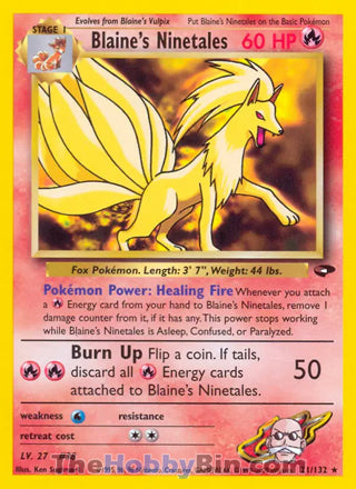 Blaine's Ninetales #21/132 Rare - Gym Challenge Pokemon card