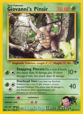 Giovanni's Pinsir #24/132 Rare - Gym Challenge Pokemon card
