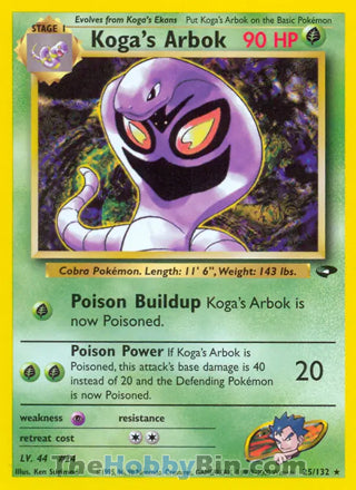 Koga's Arbok #25/132 Rare - Gym Challenge Pokemon card
