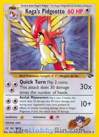 Koga's Pidgeotto #27/132 Rare - Gym Challenge Pokemon card