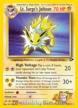 Lt. Surge's Jolteon #28/132 Rare - Gym Challenge Pokemon card