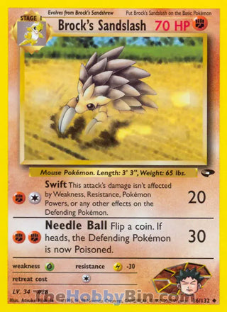 Brock's Sandslash #36/132 Uncommon - Gym Challenge Pokemon card