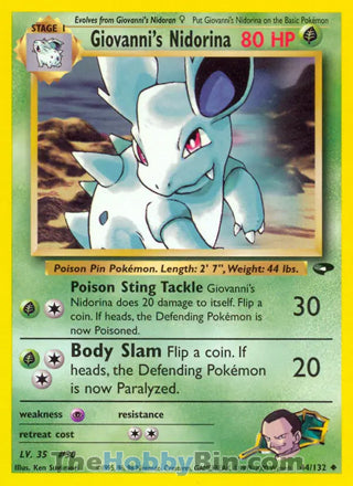 Giovanni's Nidorina #44/132 Uncommon - Gym Challenge Pokemon card