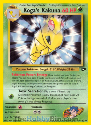 Koga's Kakuna #47/132 Uncommon - Gym Challenge Pokemon card